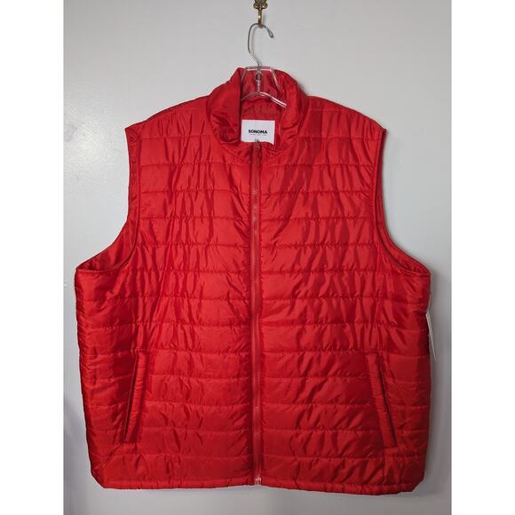 NWT Sonoma Puffer Vest Size 2XL Red Pockets - Picture 1 of 10